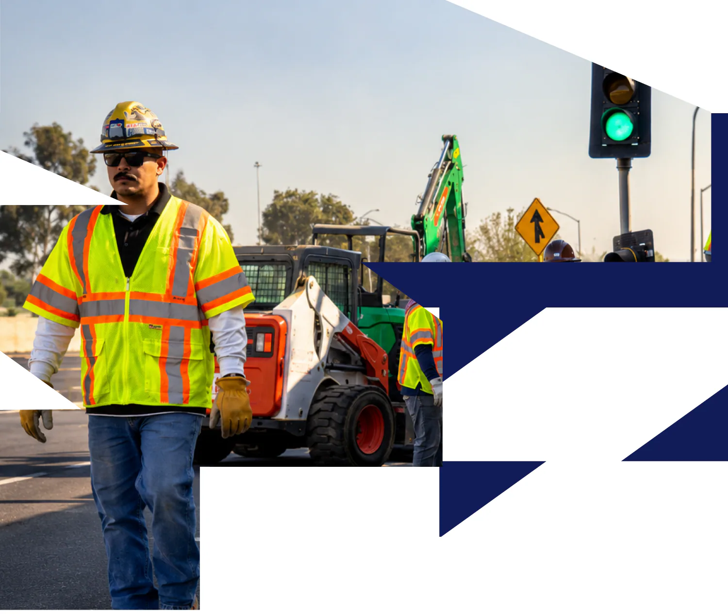 FLO crew performing concrete and site work beside a roadway