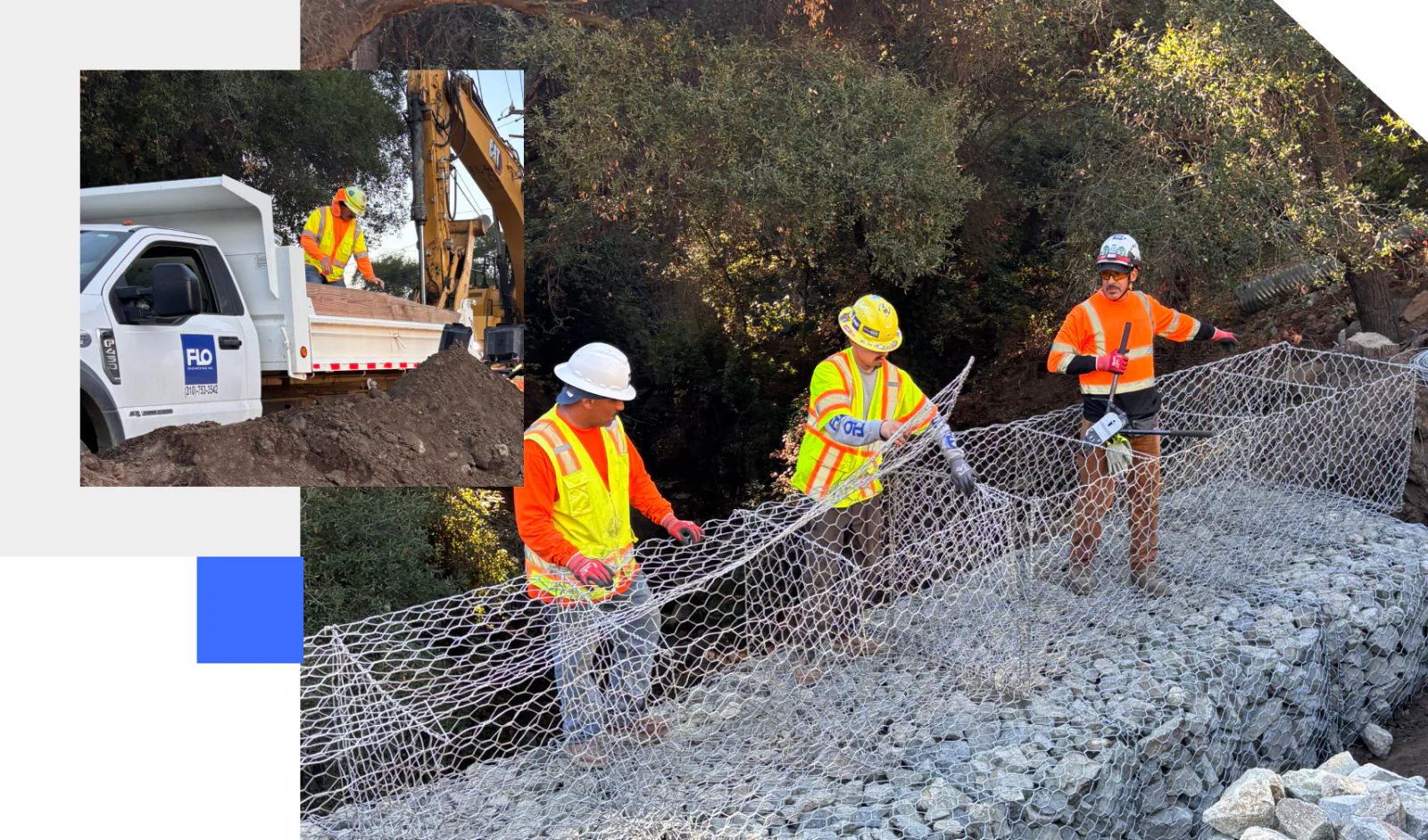 FLO crews reconstructing hillside infrastructure